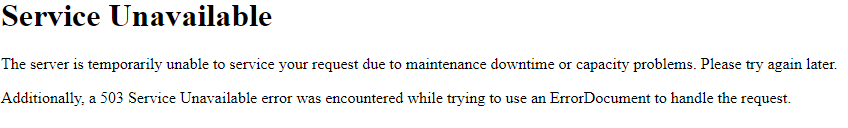 503 internal server error
